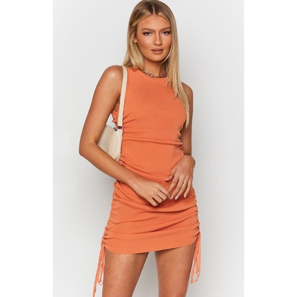 Beginning Boutique Dresses & Skirts - BEGINNING BOUTIQUE Thanne Shelley Orange Side Ruched Mini Dress Size 2 NWT